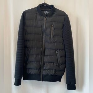 Distillery Mens Black Quilted Hybrid Bomber Jacket Small Outdoors Streetwear